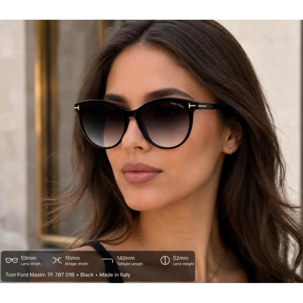 Tom Ford Sunglasses Cat Eye Maxim Womens Black  FT0787-01B-59 Made in Italy
